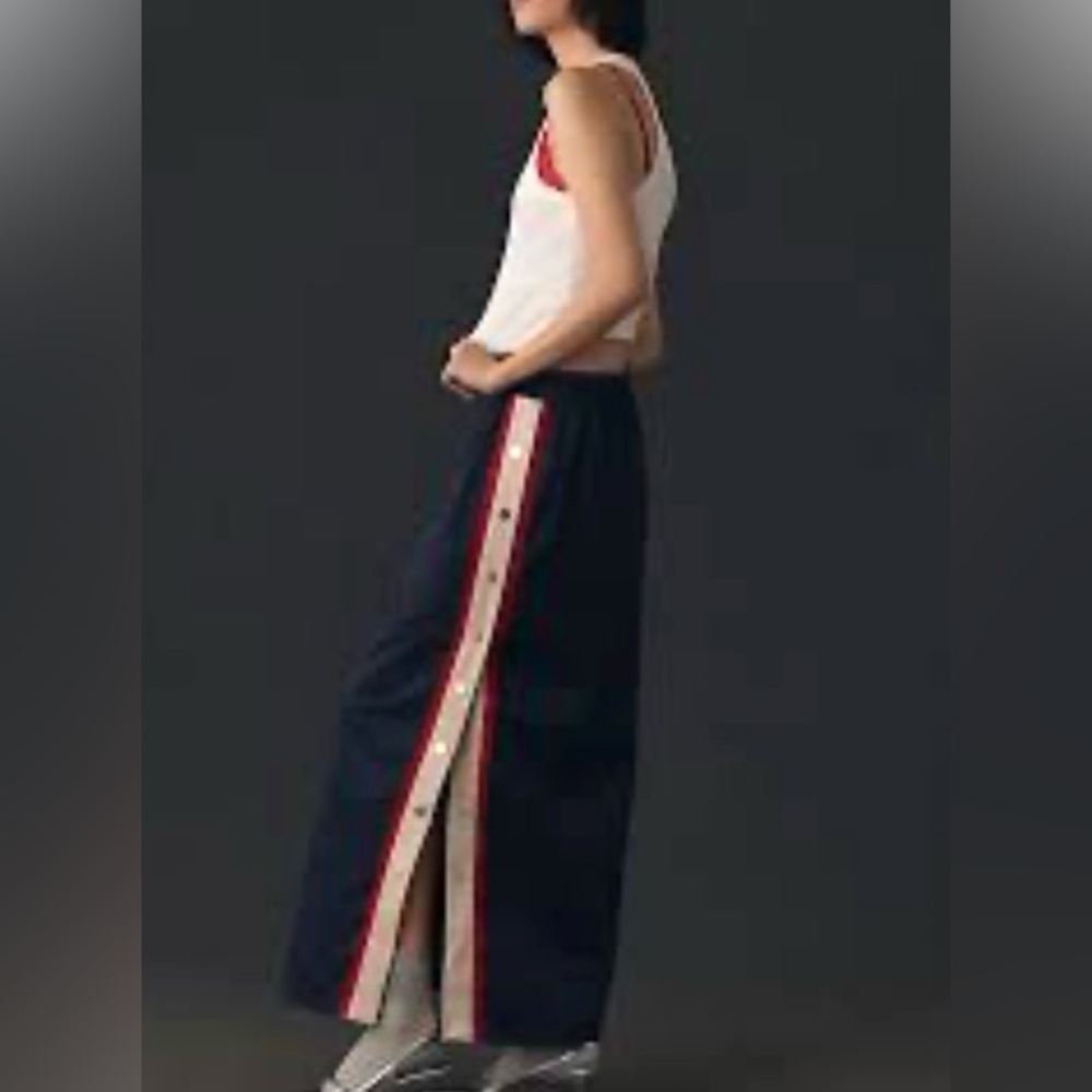 🇺🇸NWT🇺🇸Maeve Navy Blue Maxi Skirt with Red and White Accents - Picture 2 of 9